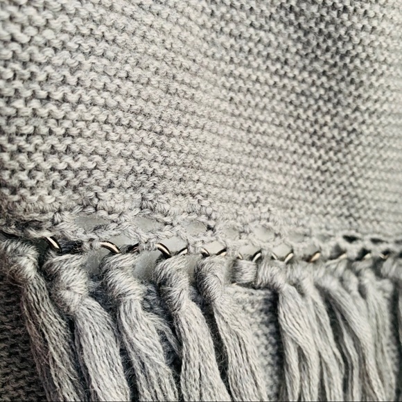 RAMY BROOK Gray Silena Crop Wool Sweater w/Fringe - Picture 5 of 12